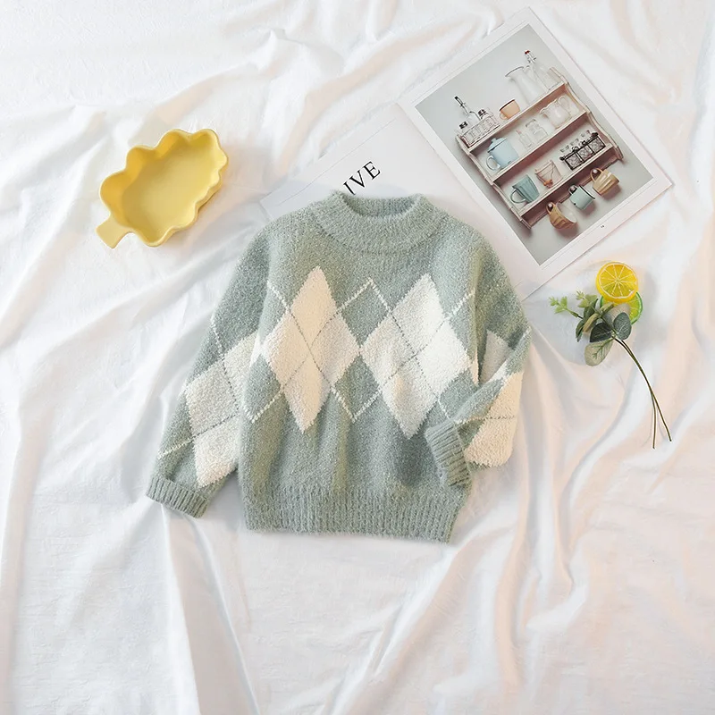 

Girl'S Sweater ke li rong 2019 New Style Western Style Autumn & Winter BOY'S Pullover Mink Cashmere Thick Mohair Sweater