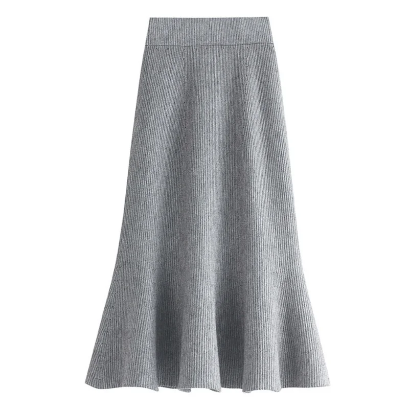 

Hot Sale Autumn Winter Fashion Women leated Skirt High Waist Elastic Bag Hip Skirt Knit Fishtail Skirt New
