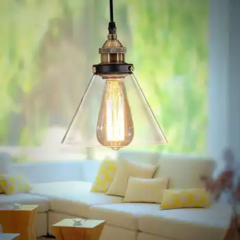 

E27 Retro Vintage Chandelier Lamp Shade Industrial Lamp Cover Cord Coffee Bar Glass Cover Ceiling Pendant Light Base