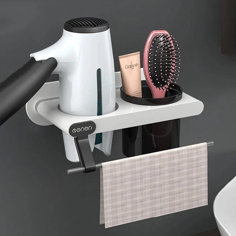 Hair Dryer Holder Wall Mounted Bathroom Storage Rack Plastic Comb Organizer Shelf Accessories | Дом и сад