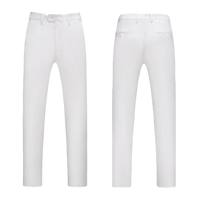 Pantalones ajustados informales para hombre, Pantalón cómodo, color blanco, para negocios, talla grande