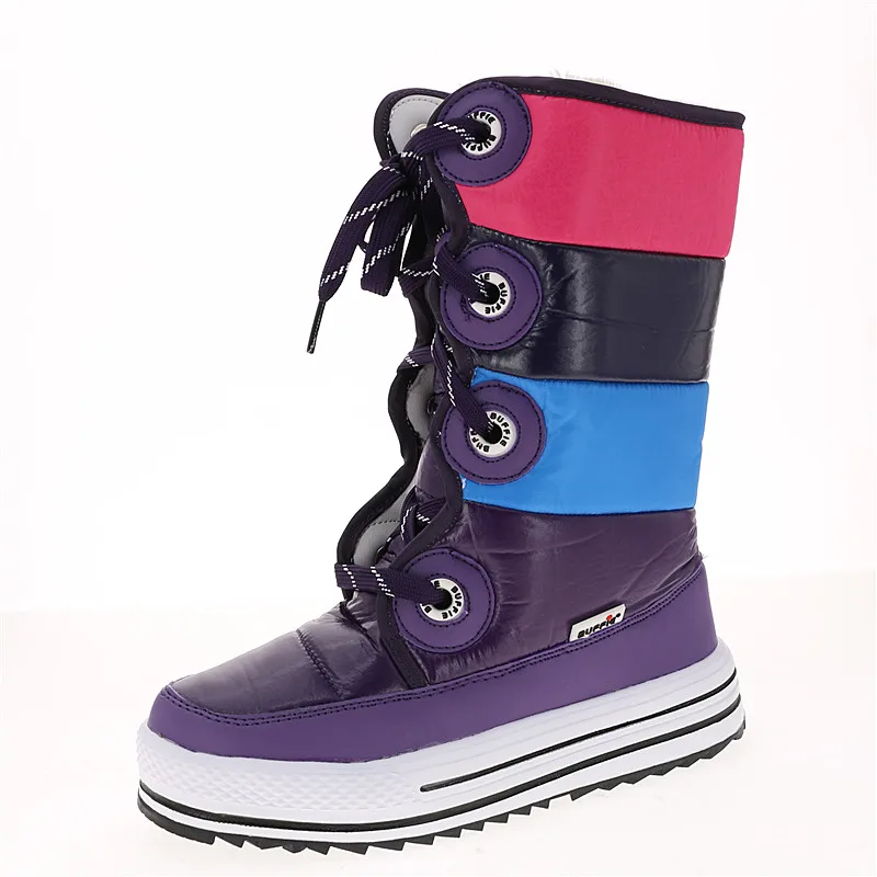 Botas altas a rayas moradas, botas para la nieve de mujer a la moda, botas  de invierno de calidad antideslizantes, zapatos para niñas, envío gratis,  forro de piel de felpa, estilo moderno|Botas de nieve| - AliExpress