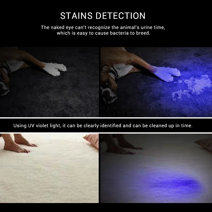395nm 365nm LED UV Flashlight Ultraviolet Torch Zoomable Mini Linterna UV Light Pet Urine Stains Detector Scorpion Hunting led flashlight,mini flashlight,led flashlights,uv flashlight