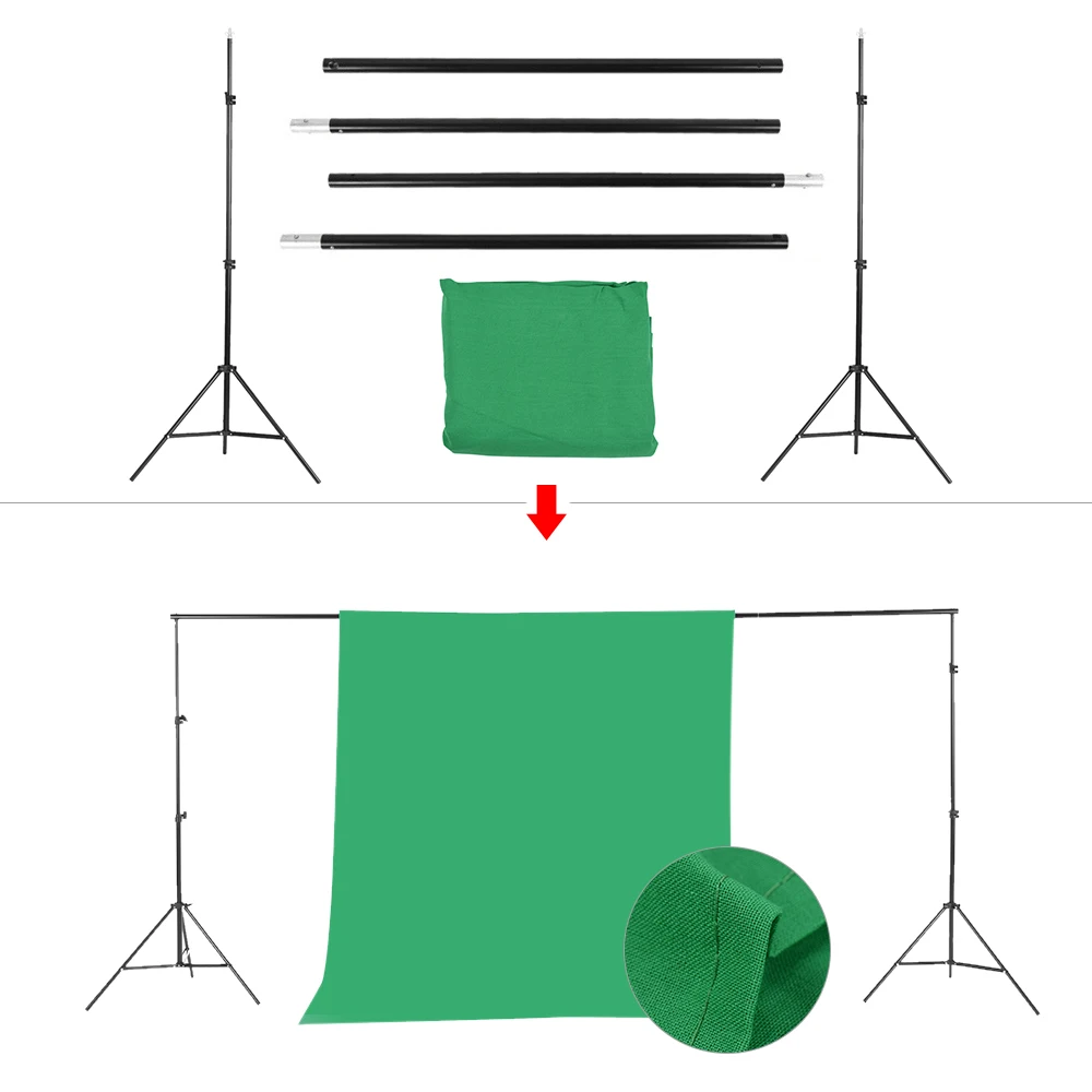 Andoer набор для фотосъемки 2*3 м подставка для фона+ зеленый муслиновый фон+ светильник с лампочками 2 шт. 3" белый мягкий светильник с зонтиком для фотостудии