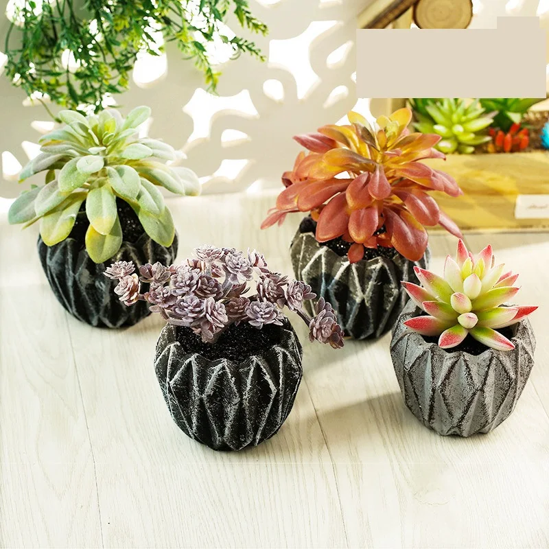 

Artificial Multilayer Succulent Plant Bonsai Fake Flower Simulation Plante Artificielle Table Room Decoration with Cement Pot