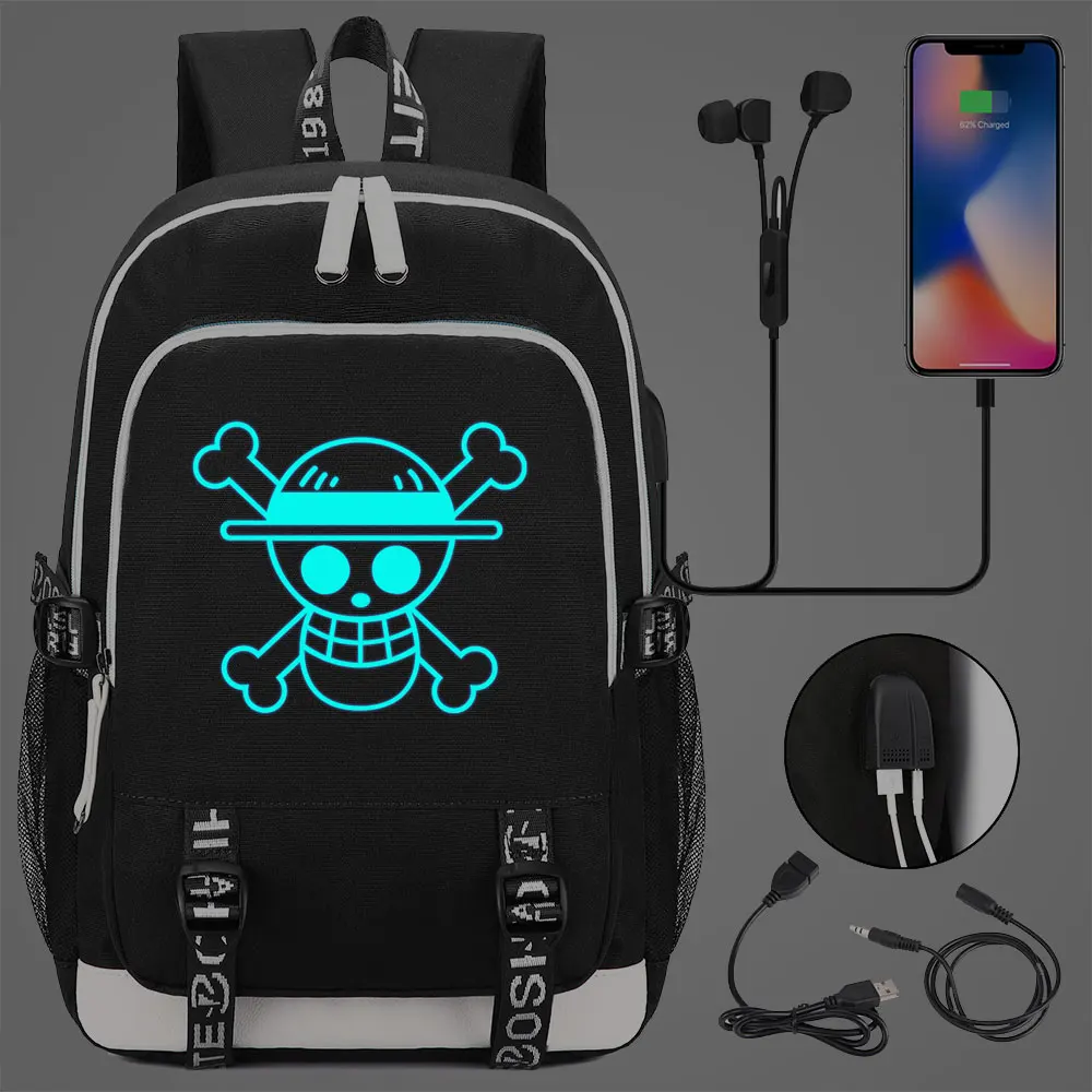 Светящийся цельный рюкзак Luffe с принтом USB и разъемом для наушников школьный