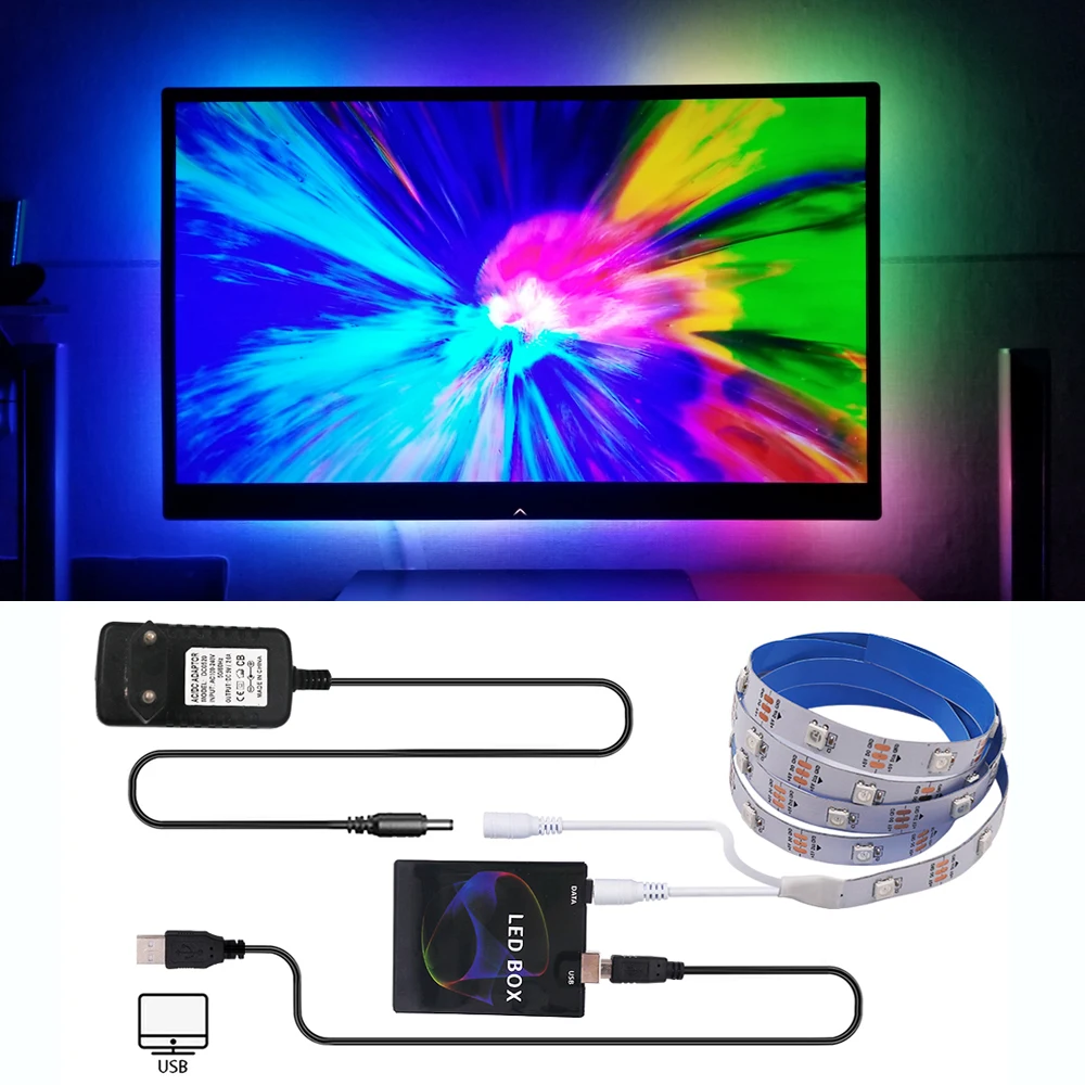 Диммер-контроллер RGB Ambilight 5 В + WS2812B WS2811 Светодиодная лента для подсветки
