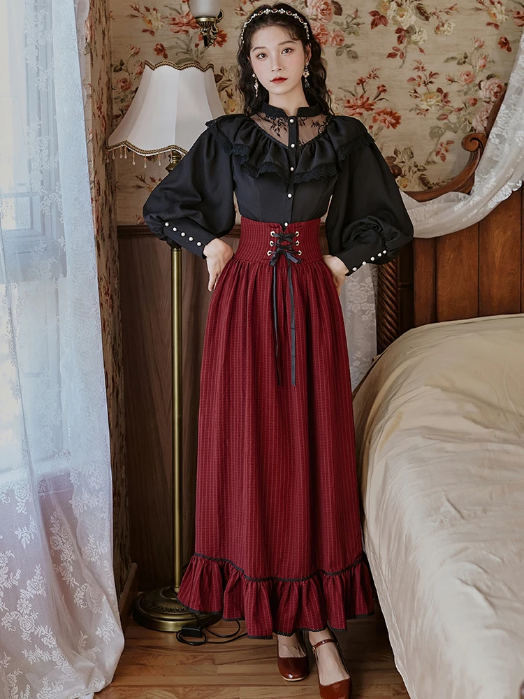 Korean Style Elegant Women Suits Vintage Lantern Sleeve Casual