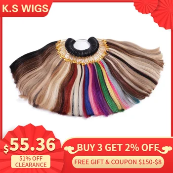 

K.S Wigs 100% Human Hair Color Rings/ Color Charts 85 Colors Available Can Be Dyed For Salon Sample Free Shipping