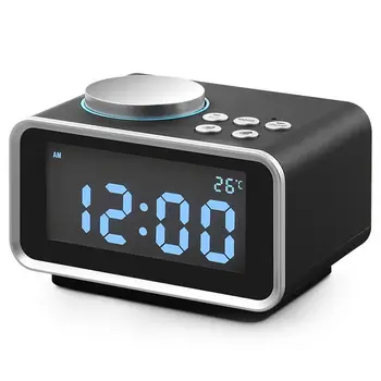 

US Plug Led Digital Alarm Clock FM Radio Loud Alarm Clock For Heavy Sleepers With Brightness Dimmer Dual Alarm 2 USB Charging Po