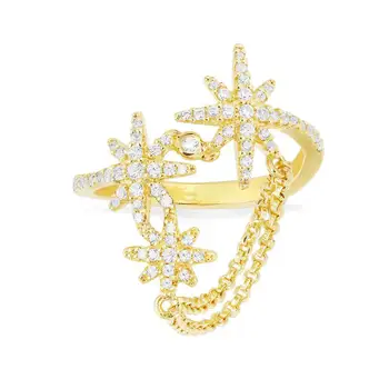 

[MeiBaPJ]True 925 Sterling Silver Star Ring with AAA quality jewels