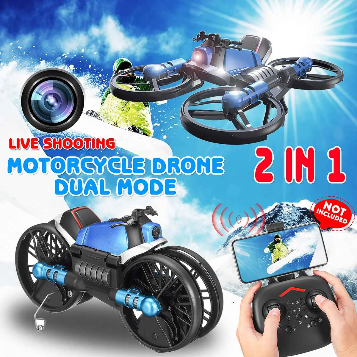 WiFi DIY RC 2 в 1 Дрон с HD камерой Режим высокой фиксации RC Квадрокоптер трансформация RC Мотоцикл вертолет игрушки