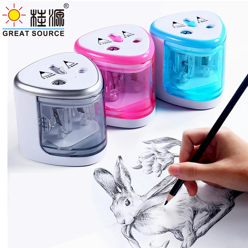 

Electric Pencil Automatic Sharpener Big Chip Box Double Holes Convenience Safety(12PCS)