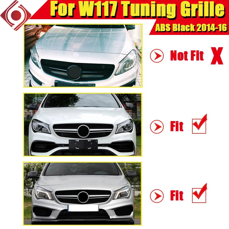 W117 CLA45 вид решетка гриль ABS глянцевый черный без знака для Mercedes Benz CLA класс CLA180 200 250 спортивные передние грили-16