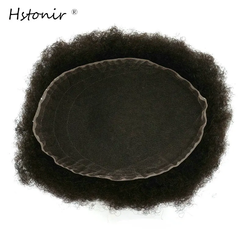 Hstonir Быстрая Высокое качество полный швейцарский Кружево натуральный черный афро волосы мужские тупею H009