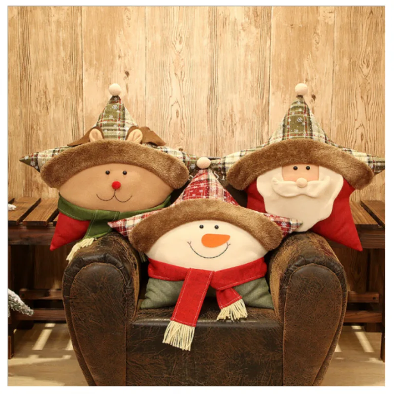 Рождество пять-подушка в форме звезды Санта Снеговик олень мультфильм Подушка Рождественские украшения, подарки для домашнего использования домашнее украшение для дивана