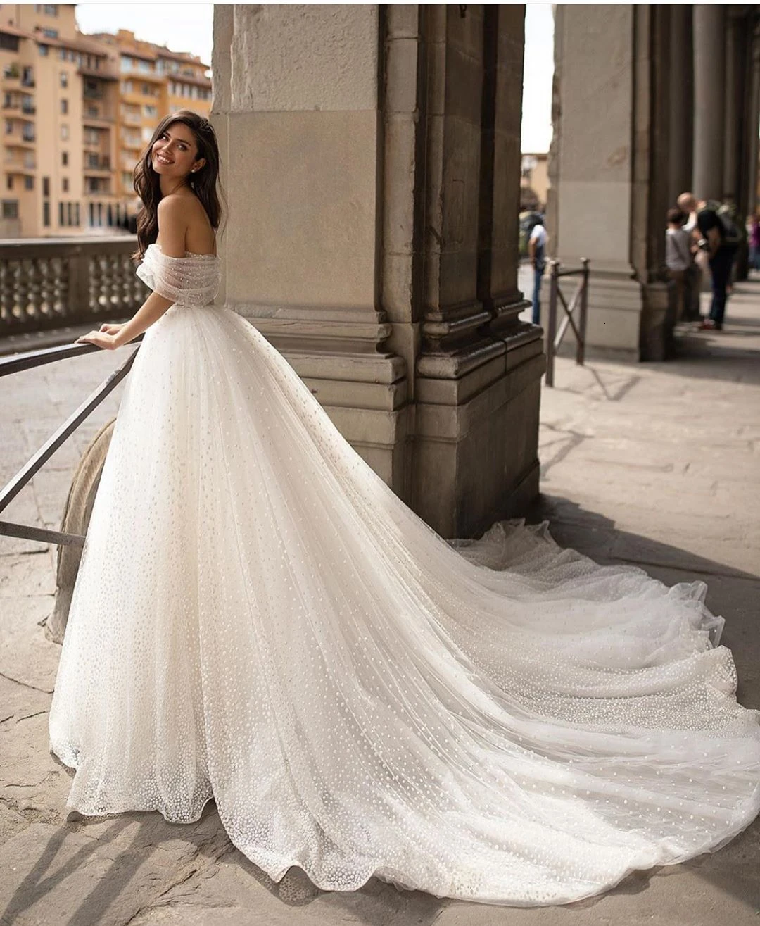 Vivian's Bridal, роскошное кружевное свадебное платье со шлейфом, сексуальное, с открытыми плечами, милое, с открытой спиной, из сетчатой ткани, свадебное платье