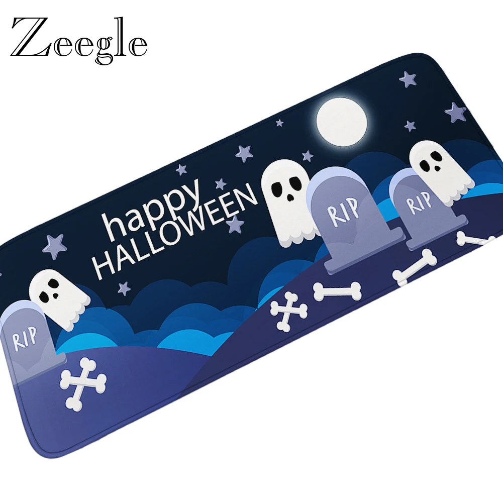 Halloween Carpet Kitchen Long Rug Anti-slip Hallway Carpet Bathroom Doormat Absorbent Living Room Carpet Flannel Kids Room Rug