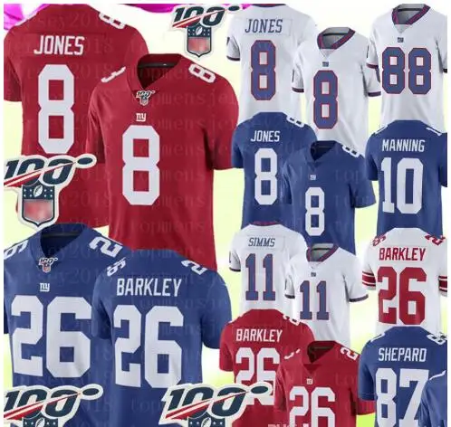 

26 Saquon Barkley Jersey 8 Daniel Jones Jersey 10 Eli Manning Football Giants 87 Sterling Shepard 88 Evan Engram jerseys