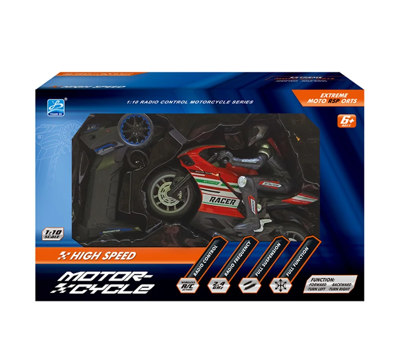 2.4G 1/10 Electric Power RC Motorcycle 4 Ch High Speed Engine Assembly Remote Control Racing Motorcycles Toys for Boys Kids Gift 6