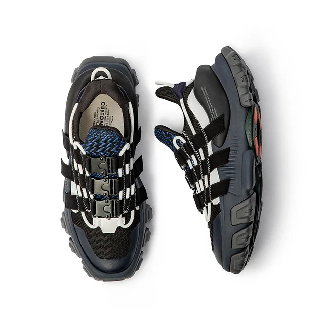 Maden Black Men Sneaker Shoes Thick Bottom Matching Casual Daddy Shoes Vulcanize Round Toe Leisure Sneakers Wipe Dirty Chunky Blue