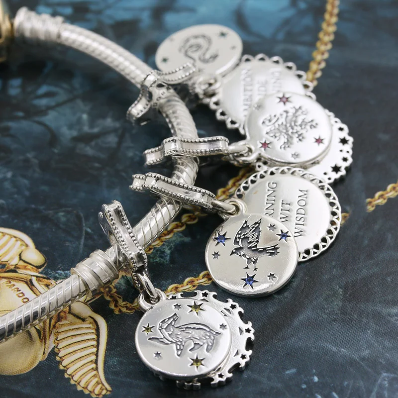 Новинка 1:1,, Стерлинговое Серебро 925 пробы, Слизерин, хаффлпуф, Ravenclaw, сделай сам, шарм, подходит для Пандоры, очаровательный браслет, F8-11
