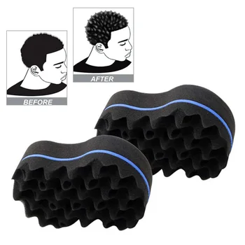 

2Pcs Double Sided Wave-Shaped Sponge Brushes Multi-Holes Side Braid Twist Hair Curl Wave Hair Sponge Brush Hair Styling Tools