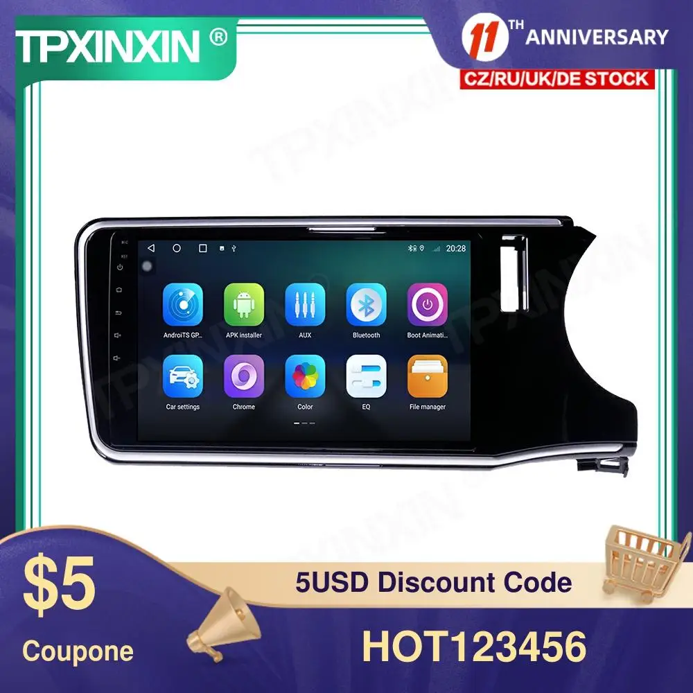 

6+128G Android For Honda City Grace 2014-17 Car Multimedia Player GPS Navigation Head Unit Auto Radio Audio Stereo Tape Recorder