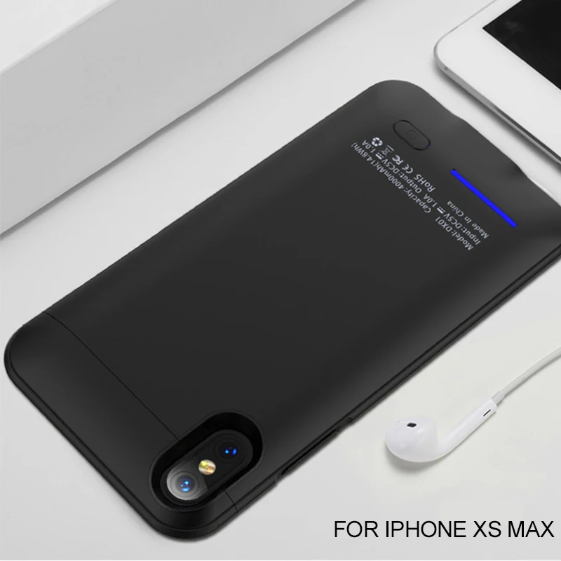 Чехол для зарядного устройства для iPhone 6, 6s, 7, 8 Plus, переносной внешний аккумулятор, чехол для iPhone X, XS, XR, XS, MAX, чехол для зарядки аккумулятора - Цвет: Black for XS MAX