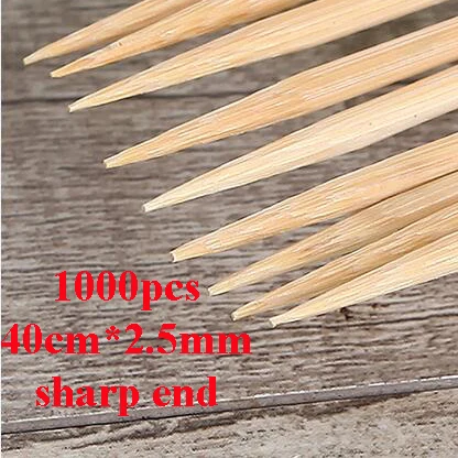 sharp end 40cmX2.5mm 400 мм длина деревянные палочки 1000 шт. палочки для барбекю инструмент бамбуковые палочки DIY шашлык кабоб бамбуковые шампуры Торнадо, картофель деревянные шпаги - Цвет: sharp end 40cmX2.5mm