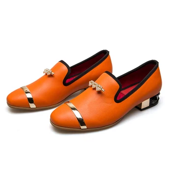 

MEIJIANA Orange Loafer Women Pumps Fashion Heels Sandals Women Loafers Low Heel Leather Casual Shoes Party Wedding Shoes