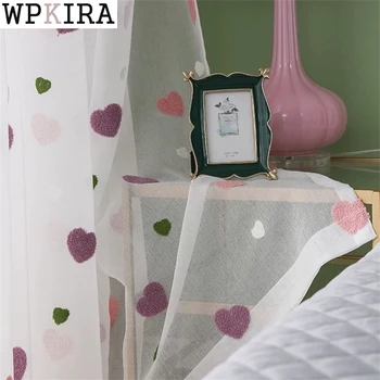 

Modern Children Cartoon 3D Heart Tulle Curtains For Girls Bedroom Sheer Curtain Finished For Living Room Custom Panel M057&30
