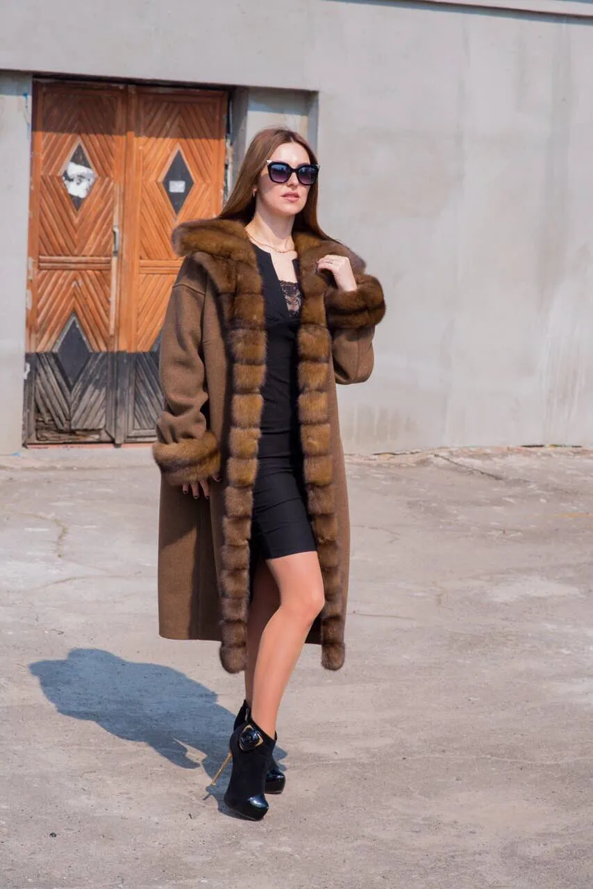 CKMORLS новое шерстяное длинное пальто из натурального меха, куртка с натуральным лисьим меховым воротником, женские кашемировые пальто, зимняя куртка manteau femme