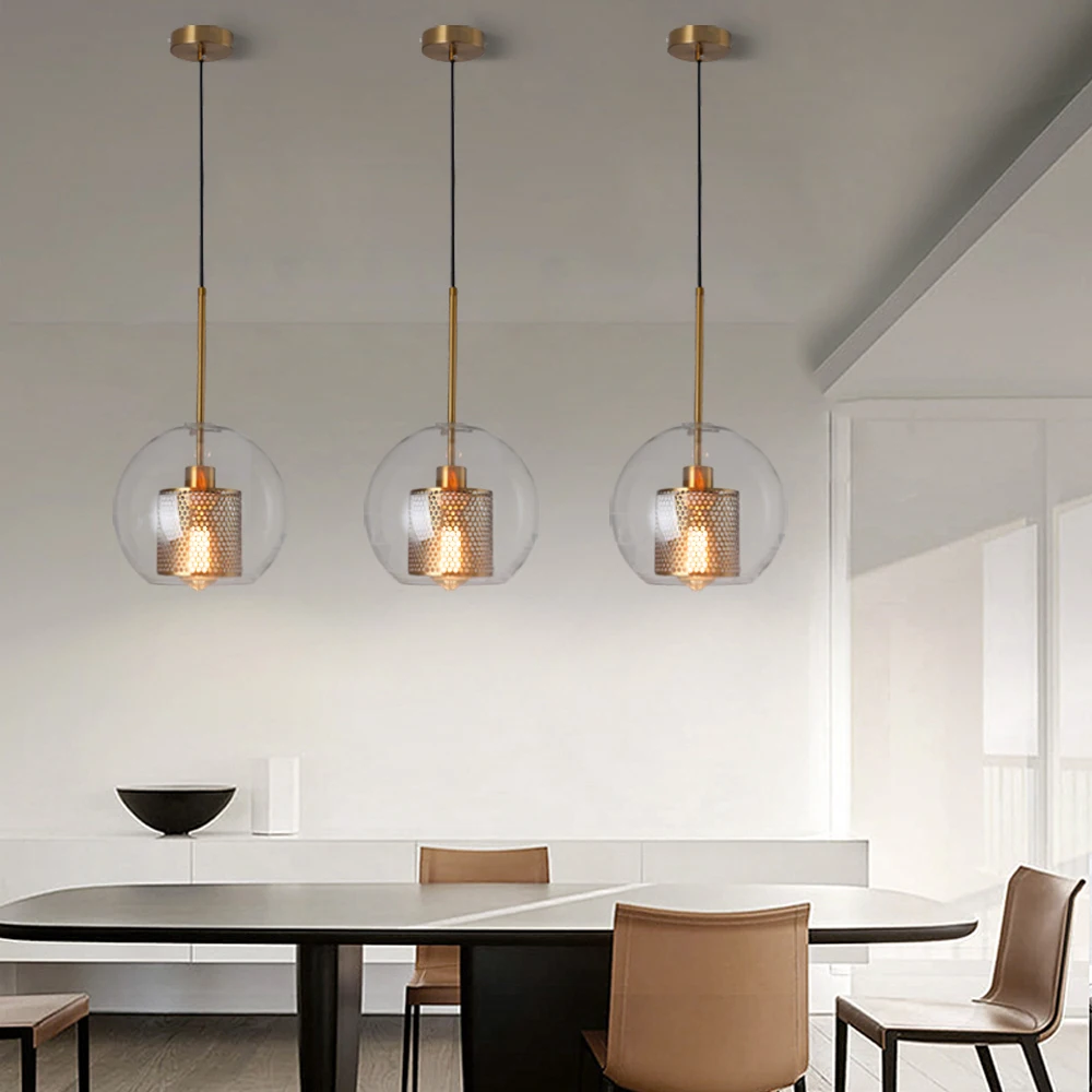  Loft Modern Pendant Light Glass Ball Hanging Lamp Kitchen Light Fixture Dining Hanglamp Living Room - 4000042898771