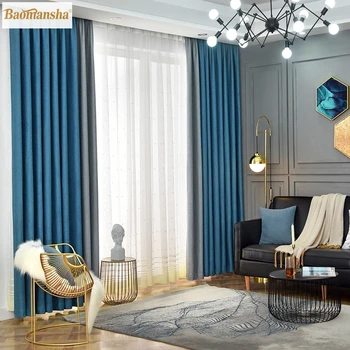 

Modern Curtains For Living-Room Bule Blackout Curtains For Bedroom Window Curtain Decoration Door Cortinas Para La Sala Rideau
