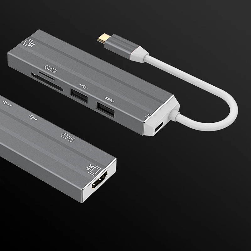 VLAMPO 4 in 1 Multi USB3 0 HUB Expansion Dock Convert 4k Type C to HDMI 2