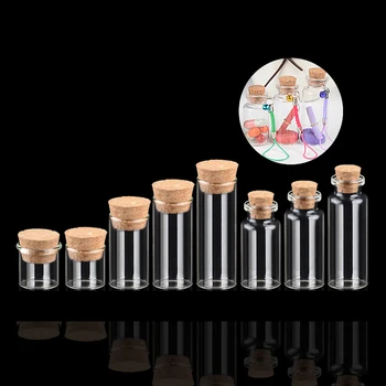 

100pcs Glass Bottle Cork Transparent Glass Bottle 5ml 10ml 12ml Mini Cork Flared Test Tube Bottle Straight Wishing Bottle