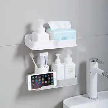 

1PC Punch Free Toilet Rack Wall-Mounted Toothbrush Cup Holder Bathroom Supplies Shampoo Storage Racks