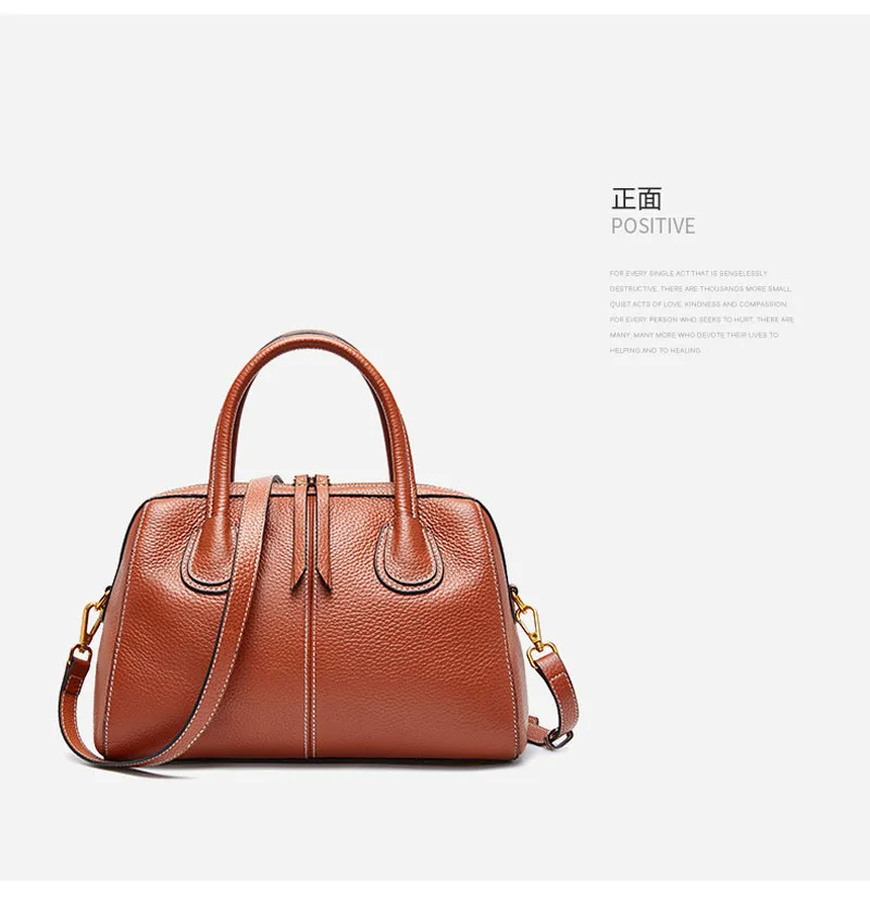 Lady real leather bag pillow bag handbag autumn winter female style head layer cowhide litchi grain one shoulder cross bag