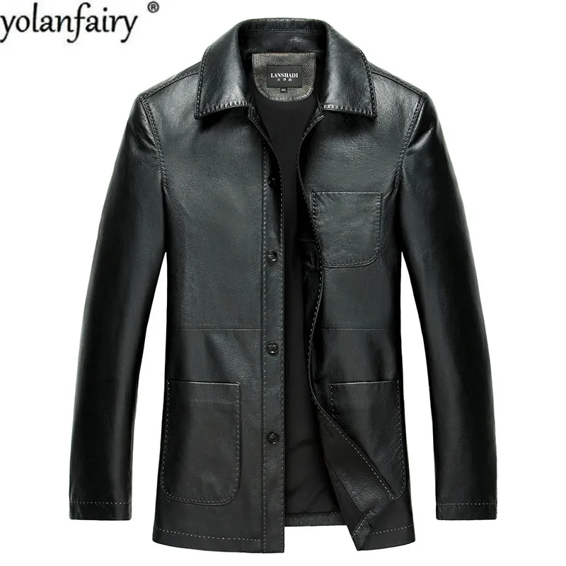 

YOLANFAIRY Geniune Leather Jacket Pure Goat Leather Jacket for Men Spring Autumn Plus Size 4XL Jaqueta De Couro LSD159106 MF125