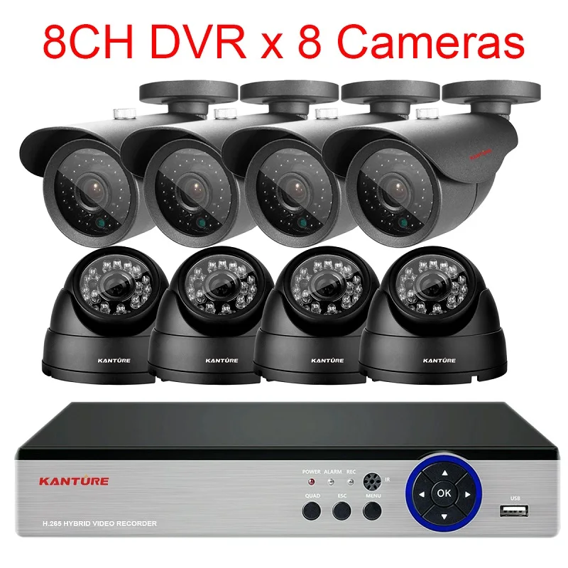 8CH DVR x 8 Camera KANTURE h.265+ 8CH 5MP CCTV DVR система HD 5MP Крытый Открытый IP66 Камера Безопасности ИК ночного видения комплект видеонаблюдения - Цвет: 8CH DVR x 8 Camera