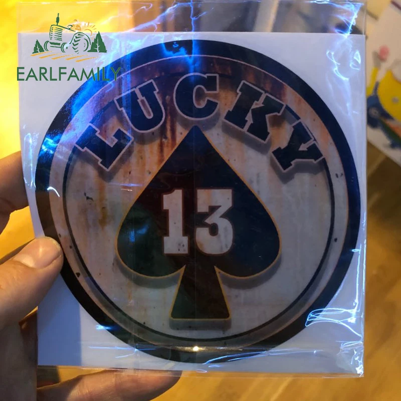 EARLFAMILY, 12 см x 12 см, Lucky 13 Ace of Spades, крысиный стержень, гассер, ржавый, забавная наклейка, мотоциклетные, водонепроницаемые, автомобильные наклейки
