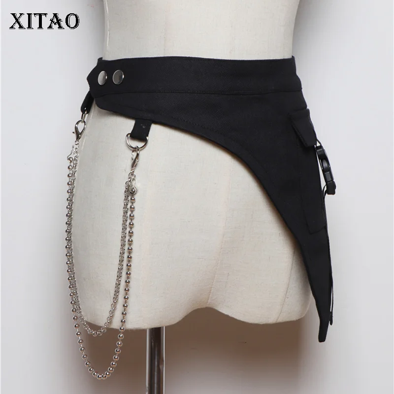 XITAO женский черный пояс, модный, новинка, осень, съемная цепочка, нерегулярный карман, элегантный пояс XJ2396