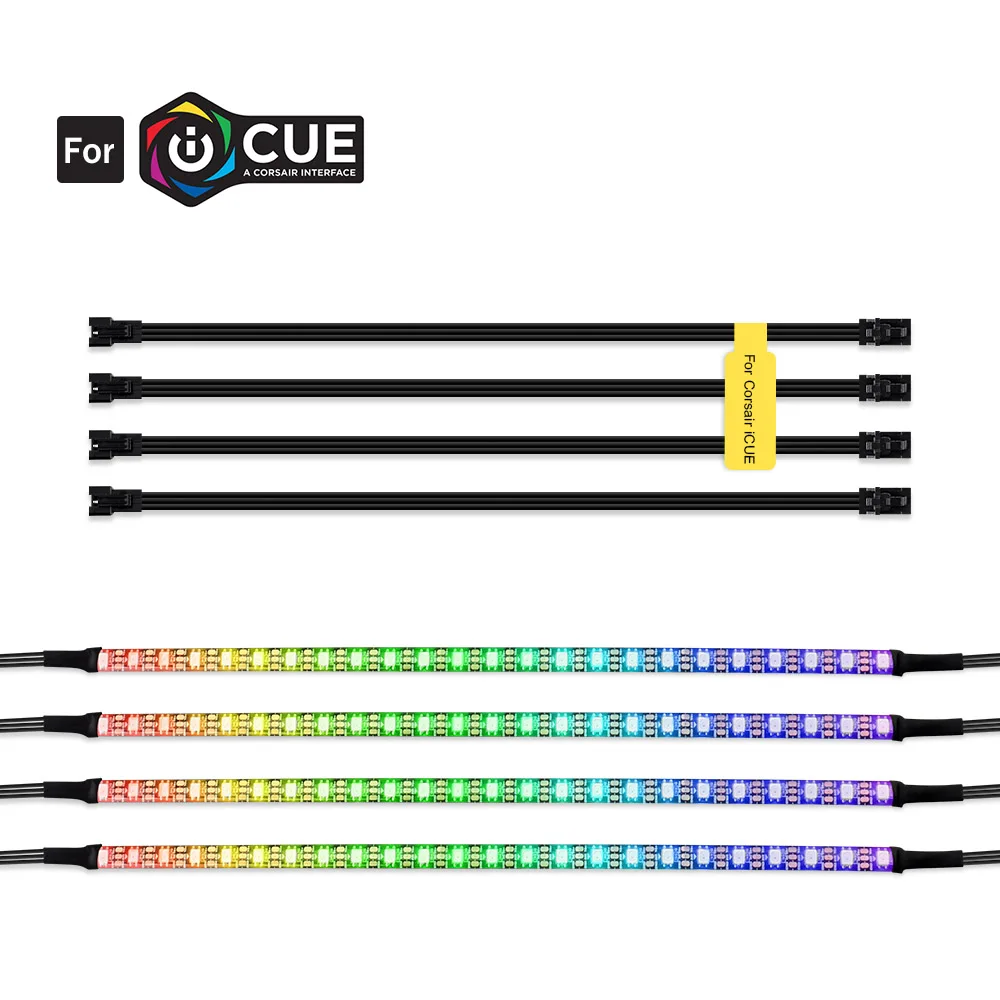 RGB Адресуемая индивидуально Светодиодная лента для ПК, 3 pin 5V добавить заголовок на материнских платах, 5V WS2812B цифровая светодиодная лента для CORSAIR iCUE - Испускаемый цвет: 4pcs 24leds IP65