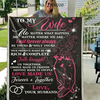 

Throw Blanket TO My Wife Letter Blanket 3D Print Sherpa Blanket on Bed Home Textiles Blanket HBTY XMAS Gift 33