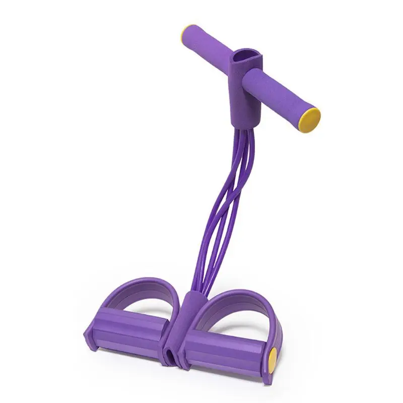 

4 Tubes Natural Latex Foot Pedal Elastic Pull Rope with Handle Fitness Equipment