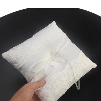 

Ring Pillow Decor Embroidered Flowers European Bow Cushion Romantic Wedding