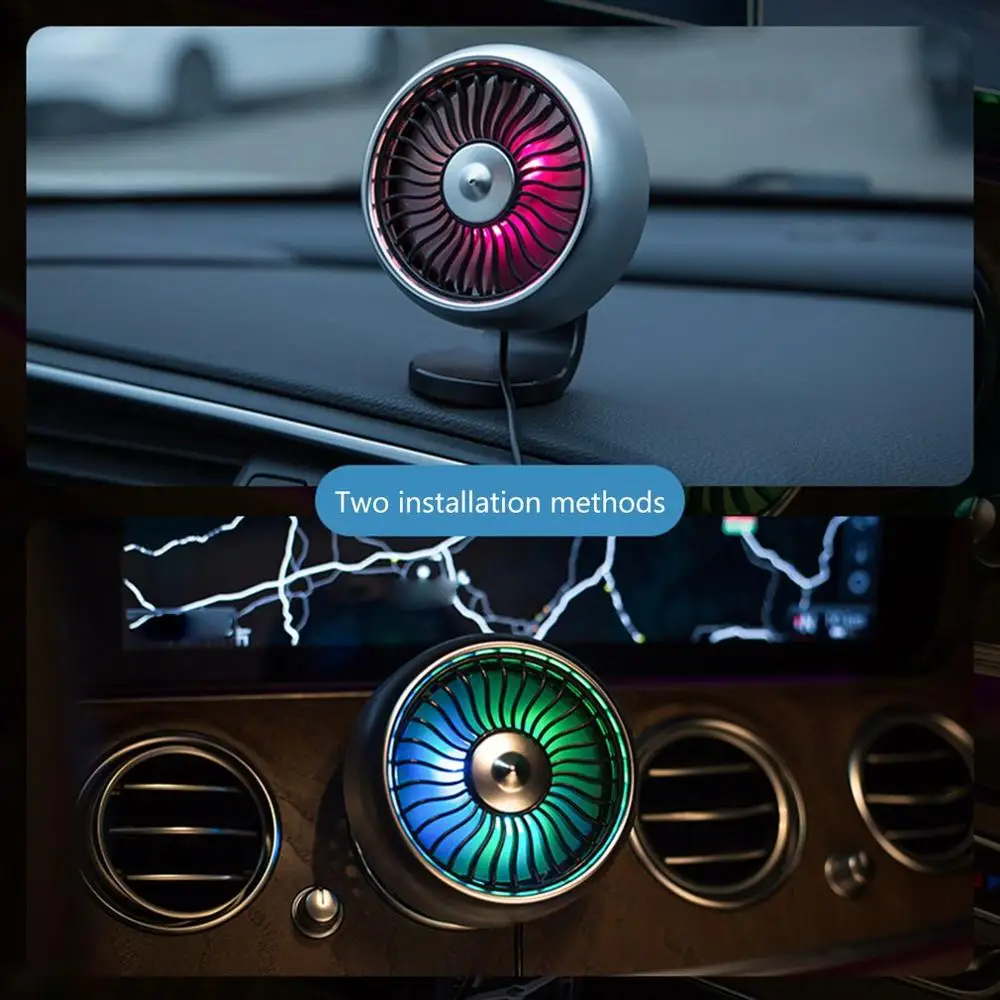

Car usb Fan 360 Degree Rotatable LED Lights USB Power Car Auto Powerful Cooling Air Fan For Car Air Vent Mounted