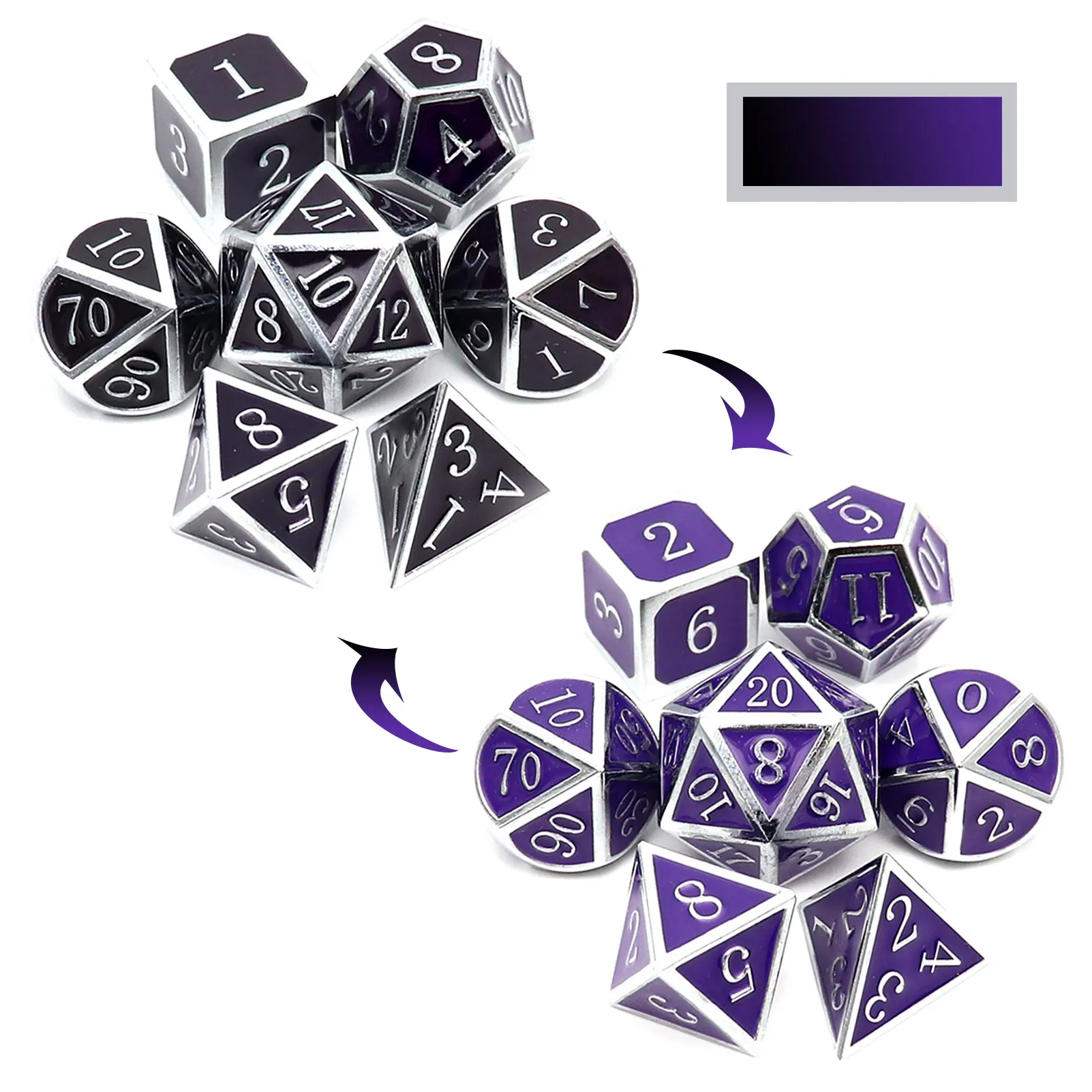 Haxtec Color Changing Metal Dice Set D&d Heat Sensitive Temperature Dnd Dice Polyhedral For Rpg