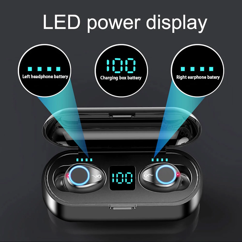 TWS Wireless Headphones Bluetooth 5 0 Earphones Touch Control Earbuds Sports Running Auto Pairing Headset With Dual Mic Earphone